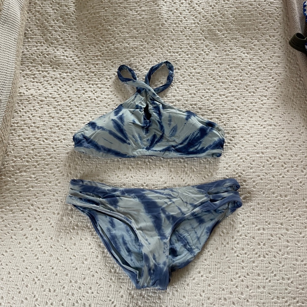 Lucky Brand Blue Tie-Dye Bikini Set